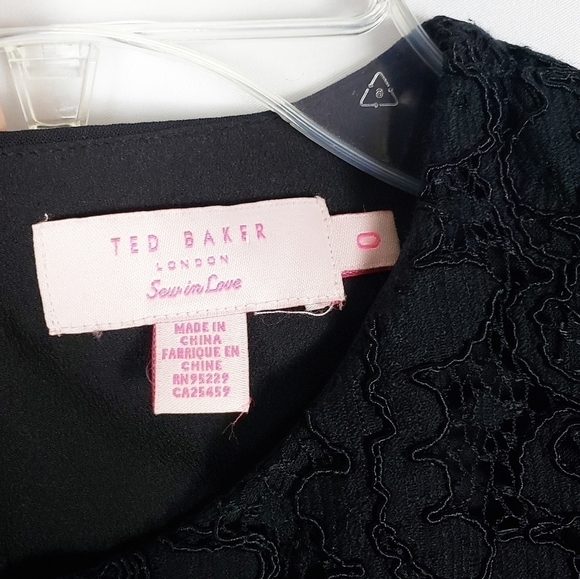 TED BAKER LONDON Annita Lace Detail Black Dress short sleeve - Picture 5 of 7